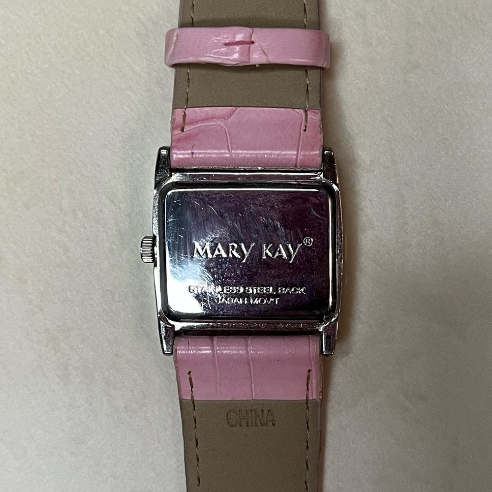Mary Kay Silver Dial Watch with Pink and Tan Strap - Picture 2 of 7